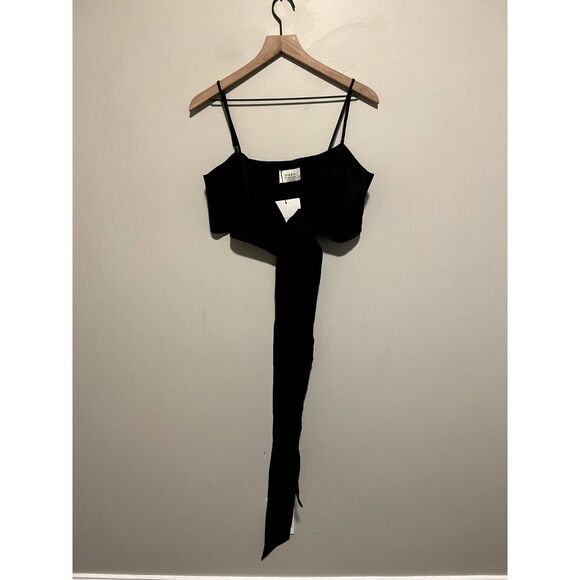 NWT DISSH Zuma Black Linen Wrap Crop Top Women's Size 12 - Picture 5 of 9